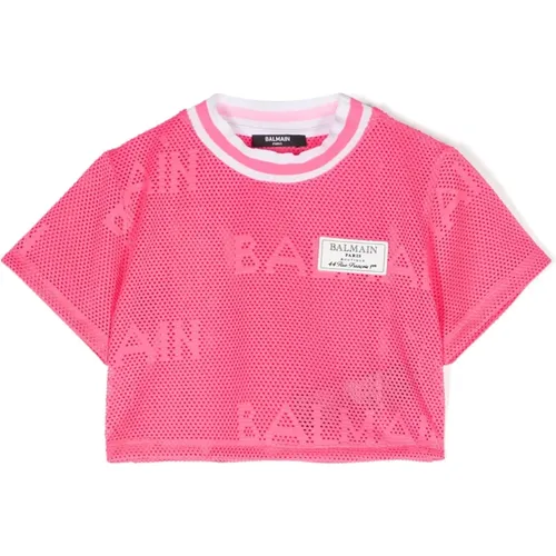 Fuchsia Jacquard Monogram T-shirt - Balmain - Modalova