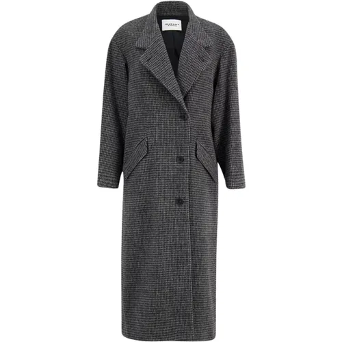 Long Wool Coat, Grey, Button Closure , female, Sizes: L - Isabel Marant Étoile - Modalova