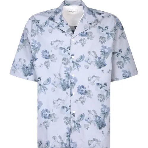 Blau Blumenmuster Casual Hemd , Herren, Größe: L - Officine Générale - Modalova