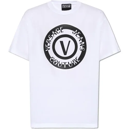 T-shirt with logo , male, Sizes: L, M - Versace Jeans Couture - Modalova