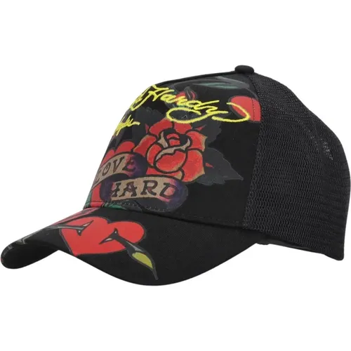 Mesh Trucker Cap Black , unisex, Sizes: ONE SIZE - Ed Hardy - Modalova