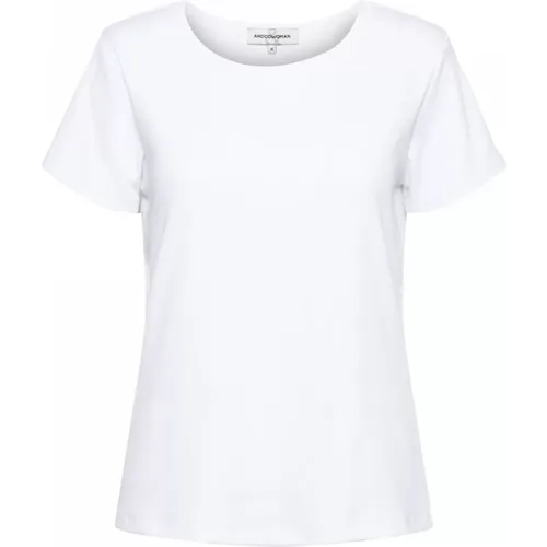 Geripptes Basic T-Shirt mit kurzen Ärmeln , Damen, Größe: XL - &Co Woman - Modalova