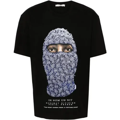 Schwarzes Baumwoll-T-Shirt mit Logo-Print , Herren, Größe: L - IH NOM UH NIT - Modalova