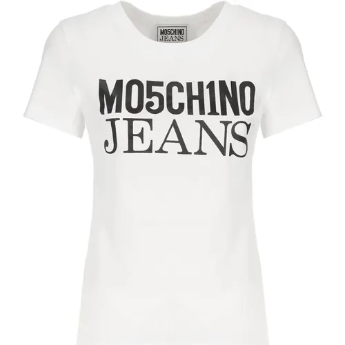 Cotton T-shirt with Logo Print , female, Sizes: L, M - Moschino - Modalova