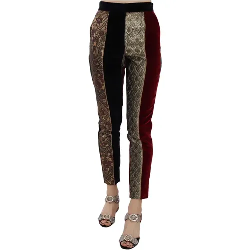 Bunte Jacquard Cropped Tapered Hose , Damen, Größe: 3XS - Dolce & Gabbana - Modalova