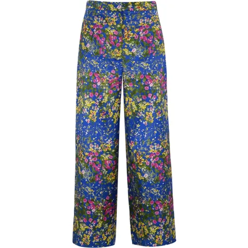 Floral Silk Twill Trousers , female, Sizes: L - Max Mara Studio - Modalova