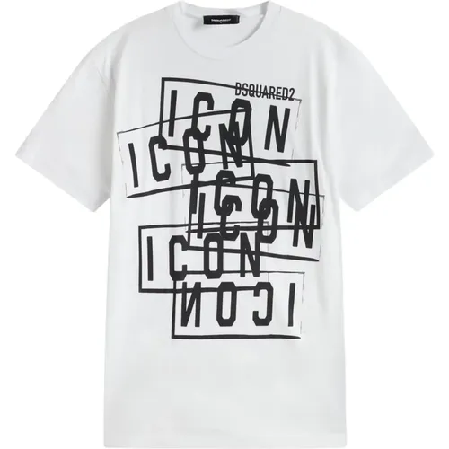 Icon Stamps T-Shirt , Herren, Größe: XL - Dsquared2 - Modalova