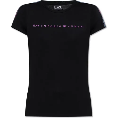 T-shirt with logo , female, Sizes: XS - Emporio Armani EA7 - Modalova