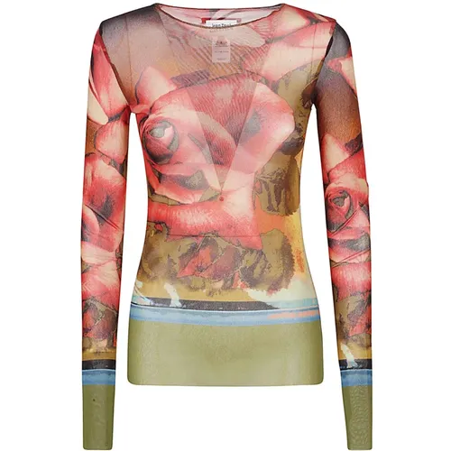 Floral Print Long Sleeve T-shirt , female, Sizes: S - Jean Paul Gaultier - Modalova
