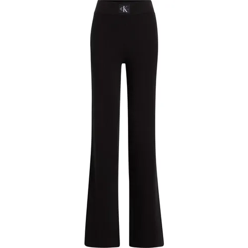 Schwarze Weite Hosen , Damen, Größe: M - Calvin Klein - Modalova