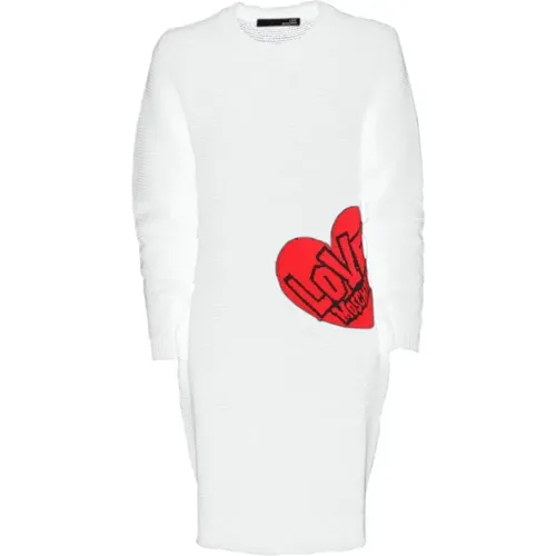 Chic Knit Dress with Heart Pattern , female, Sizes: M - Love Moschino - Modalova