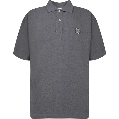 Grey Polo Shirt Classic Collar , male, Sizes: L, XS, S - Maison Kitsuné - Modalova