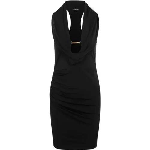 Schwarzes Kleid mit Drapiertem Ausschnitt - Tom Ford - Modalova