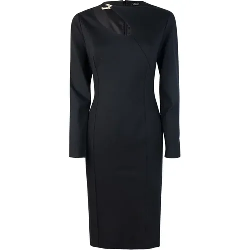 Schwarzes Stretch-Viskose-Kleid mit Cut-Out , Damen, Größe: M - Liu Jo - Modalova