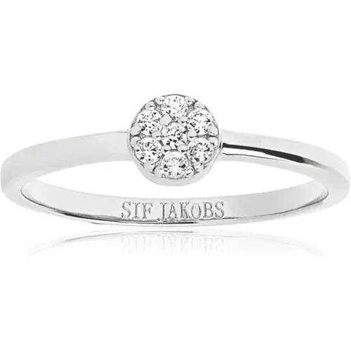 Rhodinierte Silberring mit Zirkonia , Damen, Größe: 56 MM - Sif Jakobs Jewellery - Modalova