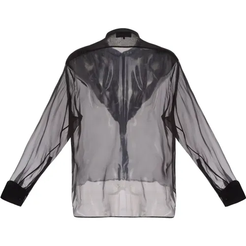 Silk Chiffon Boxy-Fit Shirt with Pleated Triangular Plastron , female, Sizes: XS, S, M - Del Core - Modalova