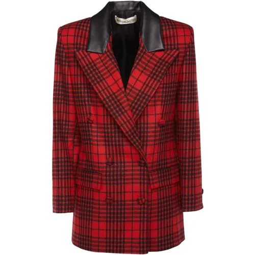 Red and Black Check Oversize Blazer , female, Sizes: XS - Nineminutes - Modalova