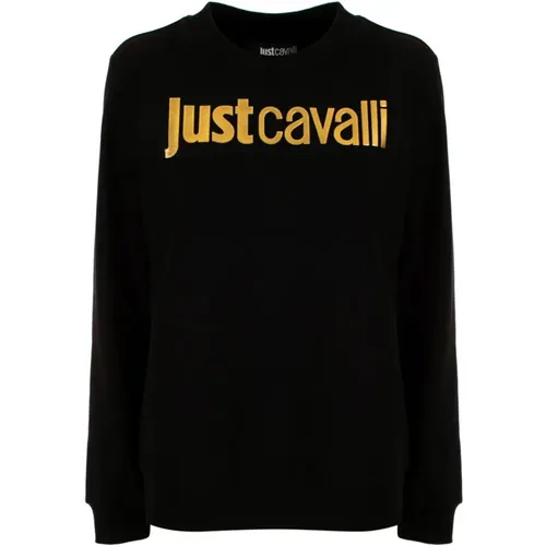 Schwarze Hoodie Pullover , Damen, Größe: M - Just Cavalli - Modalova