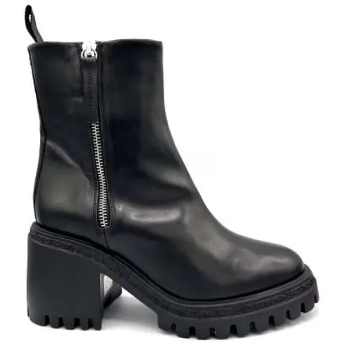 Leather Ankle Boot with Zippers , female, Sizes: 6 UK - Halmanera - Modalova