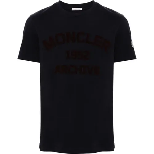 Cotton Jersey Logo T-shirt , male, Sizes: M, S - Moncler - Modalova