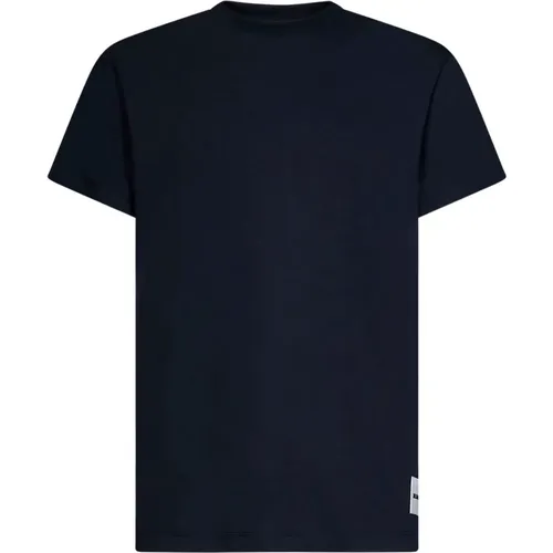 Blauer Bio-Baumwoll-T-Shirt-Set,Gerippte Crew-neck T-Shirts - Jil Sander - Modalova