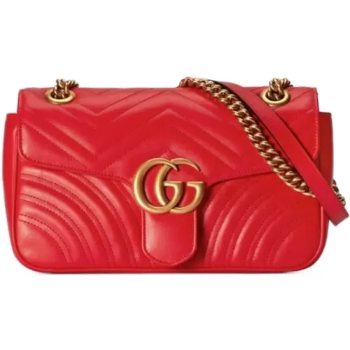 Leather Shoulder Bag with Golden Details , female, Sizes: ONE SIZE - Gucci - Modalova