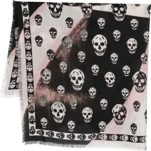 Luxuriöser Schal mit Totenkopfdruck , Damen, Größe: ONE Size - alexander mcqueen - Modalova