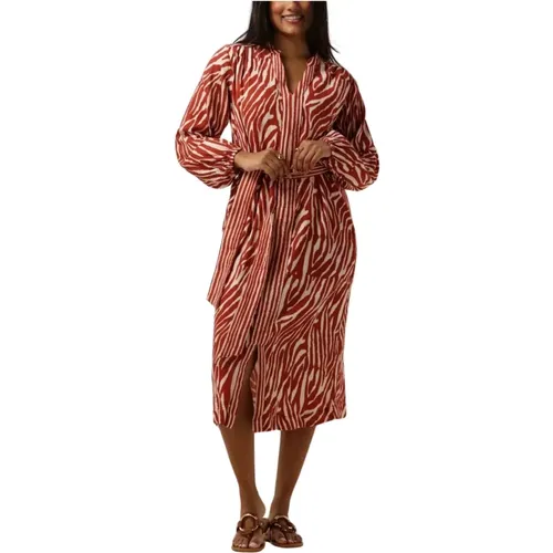 Ziegel Midi Kleid für den Sommer , Damen, Größe: XL - Stella Forest - Modalova