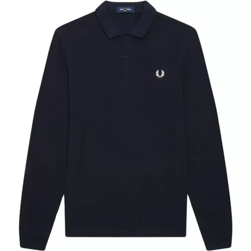 Navy Long Sleeve Polo Shirt , male, Sizes: 2XL, 3XL, M, XL, L, S - Fred Perry - Modalova