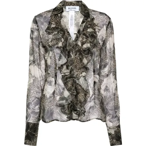 Blumen Leopardenmuster Seidenbluse - Blugirl - Modalova