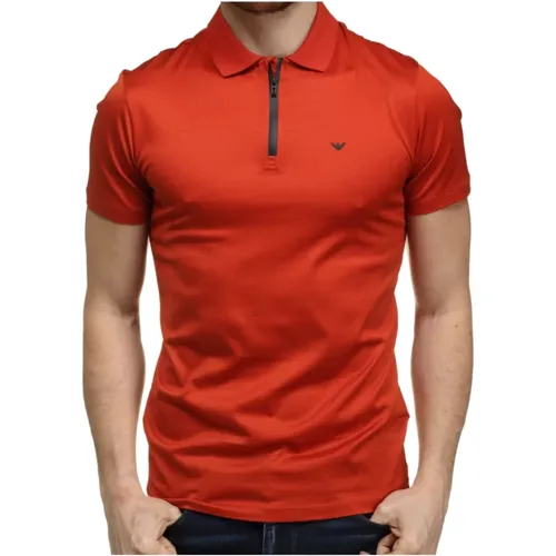 Rotes Slim Fit Polo Shirt , Herren, Größe: 2XL - Emporio Armani - Modalova