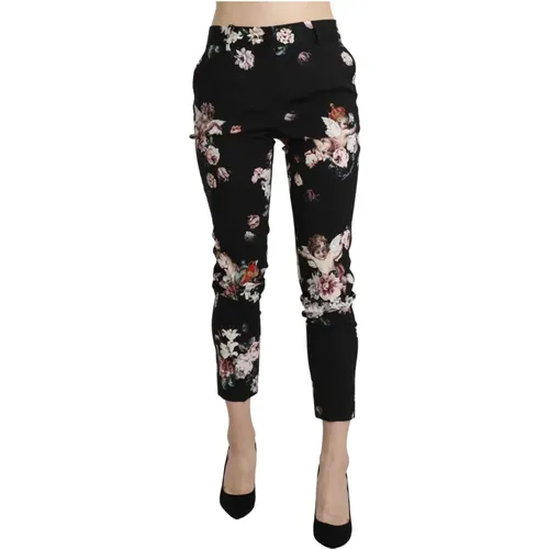 Angel Floral Cropped Wollhose , Damen, Größe: XS - Dolce & Gabbana - Modalova