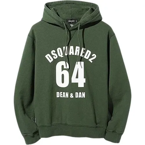 Kapuzenpullover mit geripptem Saum , Herren, Größe: S - Dsquared2 - Modalova