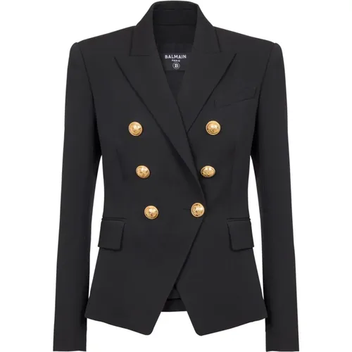 Klassische Jacke mit sechs Knöpfen,Schwarze Jacken für Männer - Balmain - Modalova