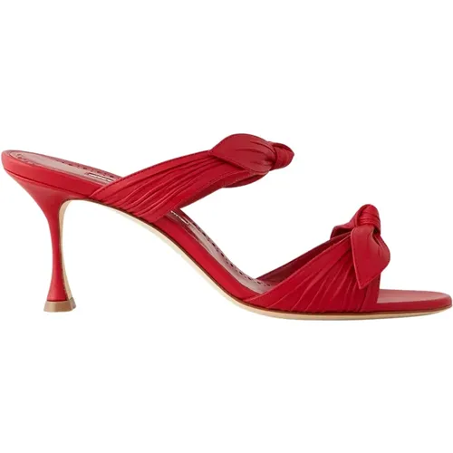 Red Lollo stiletto sandals with bow , female, Sizes: 6 UK - Manolo Blahnik - Modalova