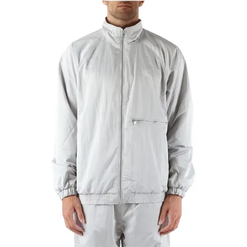Satin Twill Jacket with Logo Print , male, Sizes: S, M, XL, L - Calvin Klein Jeans - Modalova
