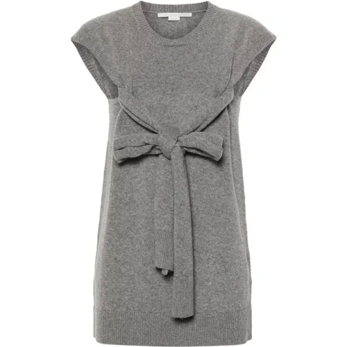 Grey Melange Knit Top with Bow , female, Sizes: S, M - Stella Mccartney - Modalova