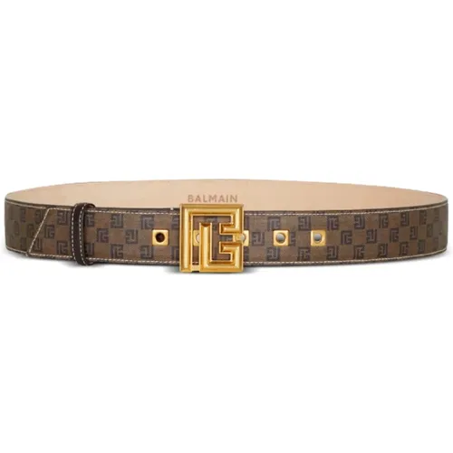 Gürtel P-Belt aus Wachstuch mit Monogramm - Balmain - Modalova