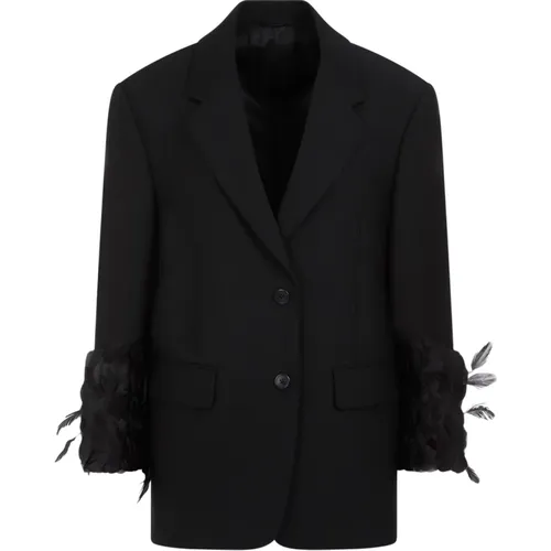 Wool Jacket Feather Trim , female, Sizes: 2XS, XS - Prada - Modalova