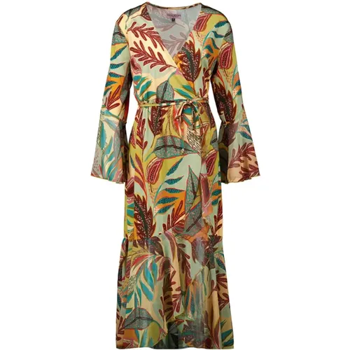 Elegant Leaf Print Maxi Dress , female, Sizes: S, M - Tessa Koops - Modalova