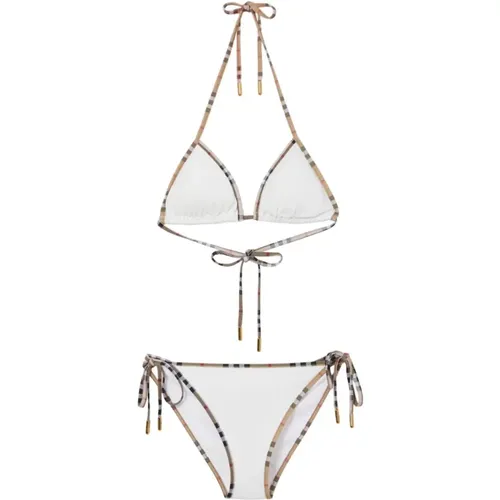 Halterneck Bikini with Check , female, Sizes: S, M, XS - Burberry - Modalova