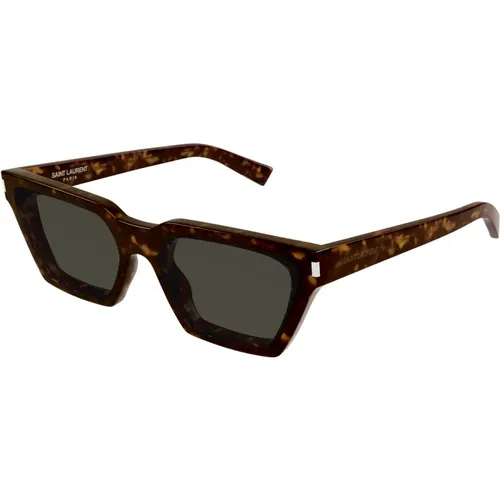 Calista Sunglasses Dark Havana/Grey , female, Sizes: 57 MM - Saint Laurent - Modalova