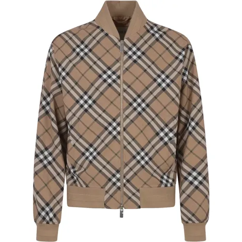 Karo-Print Harrington Wollmischung Jacke - Burberry - Modalova