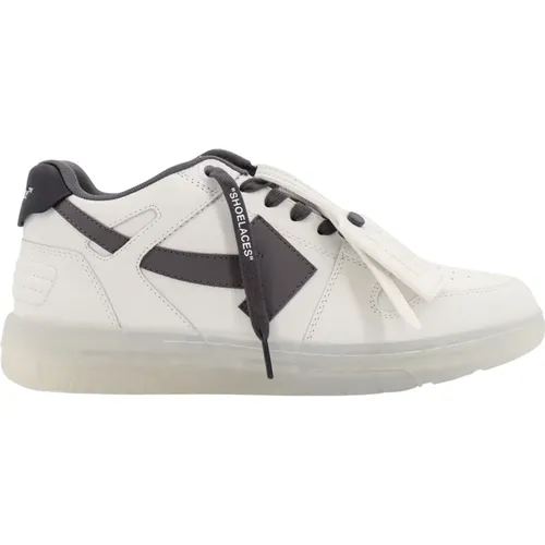 Off , Leather Sneakers with Arrow Logo , male, Sizes: 6 UK - Off White - Modalova