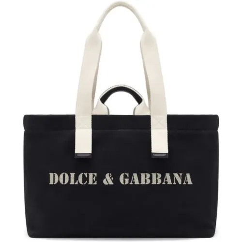 Canvas Schultertasche mit Logo-Print - Dolce & Gabbana - Modalova