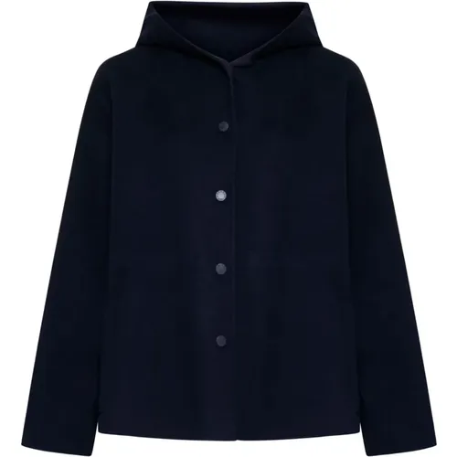 Navy Wool Short Coat , Damen, Größe: S - Max Mara Weekend - Modalova