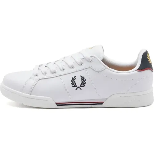 Leder Tennissneaker mit Kontrastferse und -kante , Herren, Größe: 41 EU - Fred Perry - Modalova