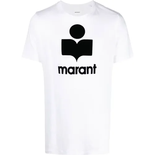 Logoed Linen T-shirt , male, Sizes: L, M - Isabel marant - Modalova