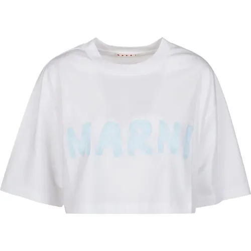 Lily Cropped T-Shirt , female, Sizes: XS, 2XS - Marni - Modalova