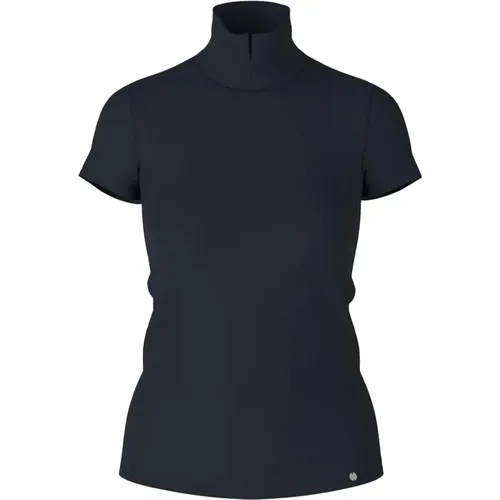 Elegantes Mockneck T-Shirt mit Schlitz , Damen, Größe: XL - Marc Cain - Modalova
